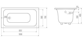 Ванна чугунная Goldman Classic CL10070 100x70см с ножками